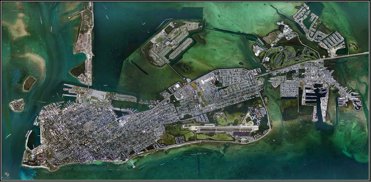 Satellite view of Key West, one highlight of the Heat Island Effect of the Florida Keys