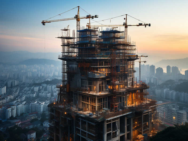 Sky Scraper being built with cranes