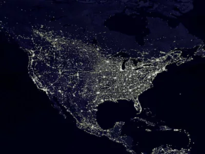 Energy consumption of the US from space at night.